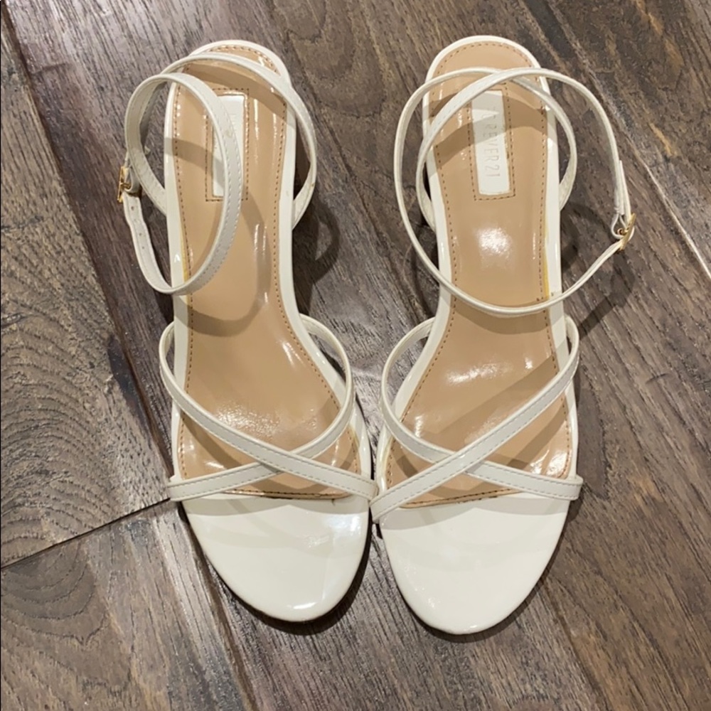 White Strappy Forever 21 sandals (heel)